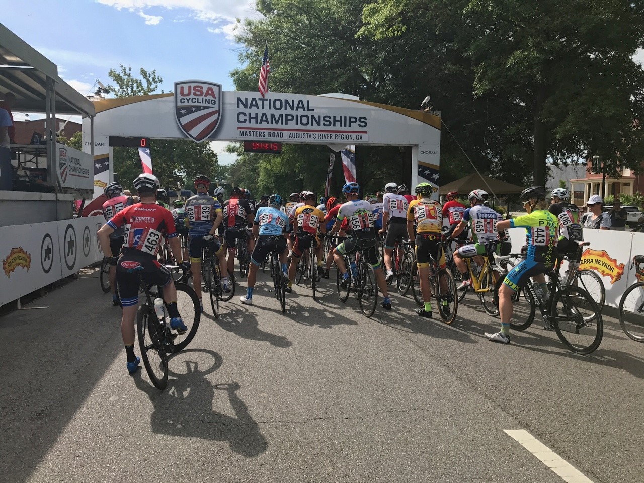 Cyclists line up at start of criterium at the USA Cycling Masters Cycling Championship